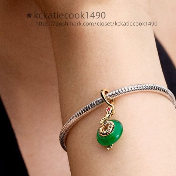 Pandora Snake Green Murano Glass Dangle Charm - Picture 5 of 6